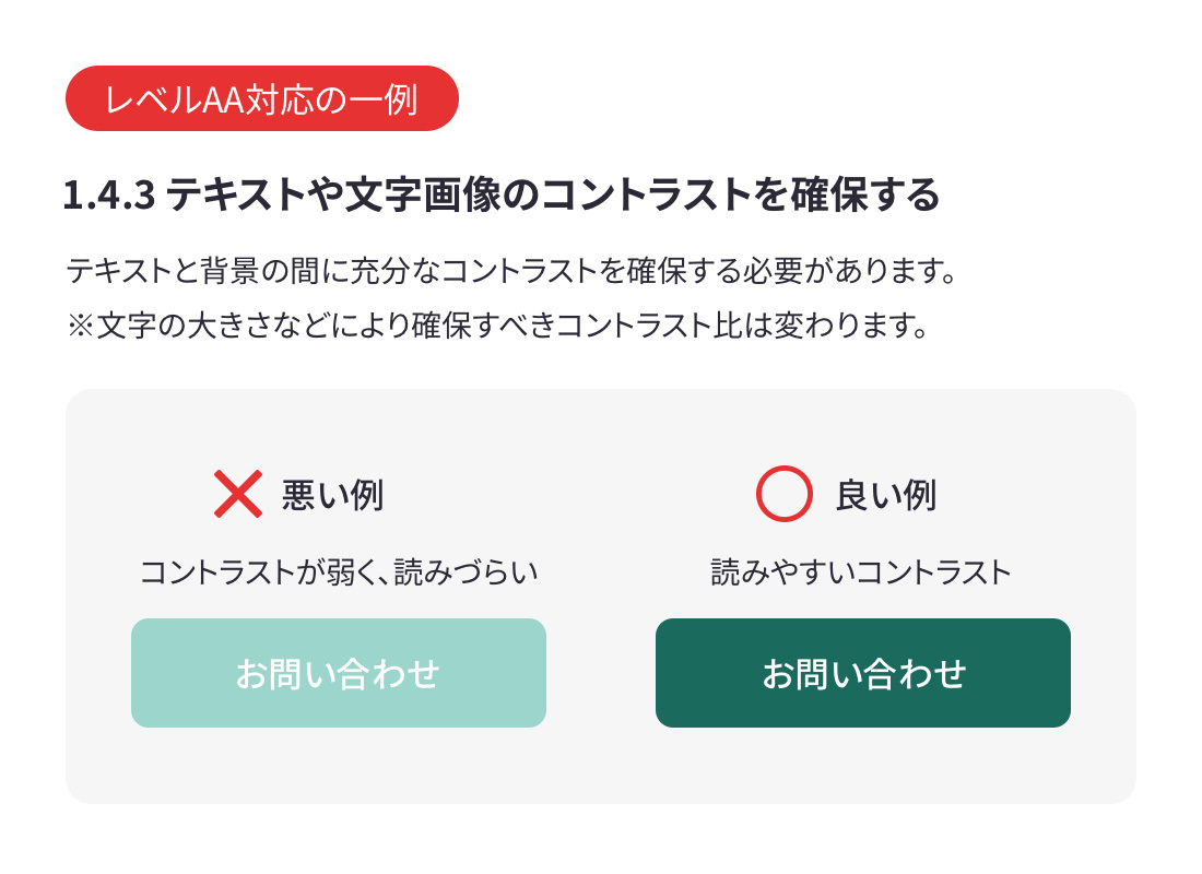 ウェブアクセシビリティ レベルAAの例